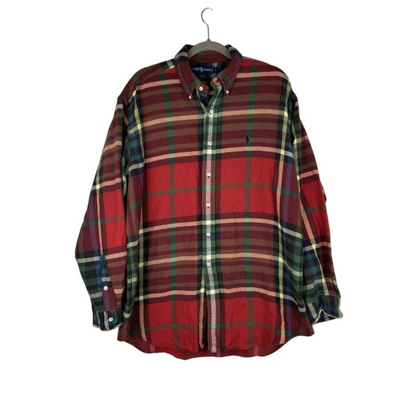 Ralph Lauren Other - Ralph Lauren Men’s Large Custom Fit Plaid Flannel Shirt LS Button Front Red